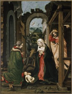 Natividade com Santa Catarina de Alexandria (óleo no painel de Vincenzo Civerchio