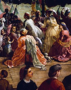 Vittorio Emanuele II na inauguração do monumento a Dante na Piazza della Signoria, em Florença, em 1865, detalhe de Vincenzo Giacomelli