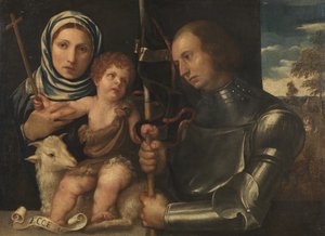 São João infantil com uma santa e uma santa guerreira, 1510-20 de Vincenzo di Biagio Catena