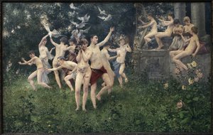 Festival da Primavera (cena alegórica). Pintura de Karel Vitezslav Masek (1865-1927), Oil On Canvas de Vitezlav Karel Masek