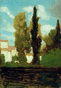 Estudo de uma aldeia, c.1860 (óleo sobre cartão) de Vito d