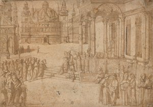 Depois de Carpaccio - A apresentação da Virgem no Templo c.1500-20 de Vittore Carpaccio