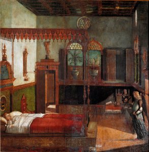Ciclo de vida de Santa Úrsula: o sonho de Santa Úrsula. (Pintura de Vittore Carpaccio