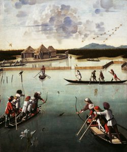 Hunting on the Lagoon, c.1490-5 (óleo no painel)