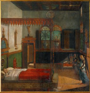 Santa Úrsula sonha com o seu martírio anunciado por um anjo (pintura sobre tela) de Vittore Carpaccio