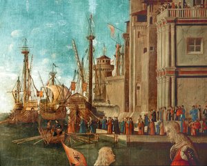 Navios no porto (pintura sobre tela) de Vittore Carpaccio