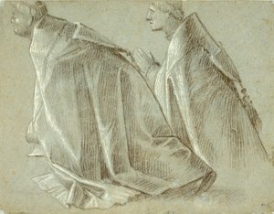 Estudo de Dois Clérigos Ajoelhados (reto); Estudo da Juventude Permanente (verso) de Vittore Carpaccio