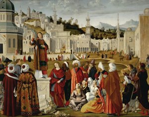 O Sermão de Santo Estêvão em Jerusalém de Vittore Carpaccio