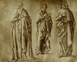 Estudos de três figuras para santos de Vittore Carpaccio