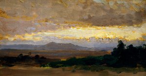 Paisagem, por Vittorio Avondo (1836-1910), óleo sobre painel
