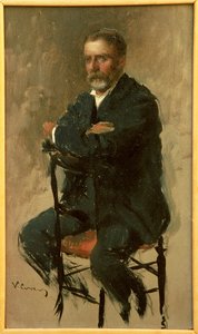Retrato de Renato Fucini, escritor italiano de Vittorio Matteo Corcos (1859-1933), óleo sobre papelão, 23x14 cm