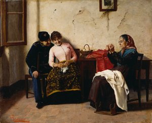 O pretendente, de Vittorio Reggianini (1858-1938), óleo sobre tela, 65x59,5 cm