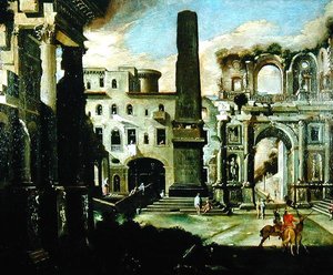Cena de Cidade na Itália com Ruínas Antigas (óleo sobre tela) de Viviano Codazzi