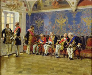 Esperando por uma audiência, 1904 (óleo sobre madeira) de Vladimir Egorovic Makovsky