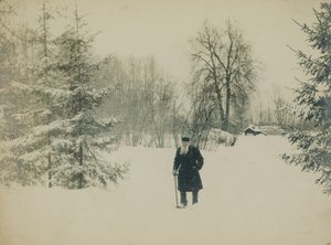 Conde Lev Nikolayevich Tolstoi andando. de Vladimir Grigorievich Chertkov