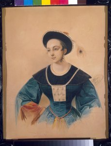 Portrait de la soprano Anna Stepanova (1816-1838) pour le role de Peki dans le Cheval de Bronze de Daniel Auber (1782-1871). (Retrato do cantor de ópera A. Stepanova como Peki em O Cavalo de Bronze por D. Auber). Oeuvre de Vladimir Ivanovich Hau (Gau) (181 de Vladimir Ivanovich Hau