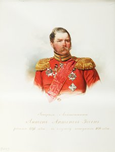 Retrato do General Anton Antonovich von Essen (1797-1863) (Do Álbum dos Guardas do Cavalo Imperial) - Hau (Gau), Vladimir Ivanovich (1816-1895) - 1846-1849 - Aguarela sobre papel - Institut of Russian Literature IRLI (Pushkin-House), São Petersburgo de Vladimir Ivanovich Hau