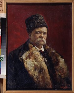Retrato do escritor Vladimir Gilyarovsky (1853-1935). Pintura de Vladimir Nikolayevich Pchelin (1869-1941), óleo sobre tela de Vladimir Nikolayevich Pchelin