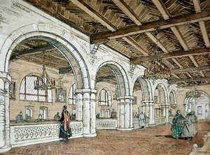 Design para o interior de um banco, com base no estilo do século XVII de Vladimir Pokrovsky