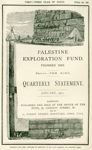 Frontispício representando as explorações realizadas pelo tenente Charles Warren e seus homens, perto da parede sul do Haram al Sharif, Jerusalém, da declaração trimestral da Exp Palestina de W.H. Simpson