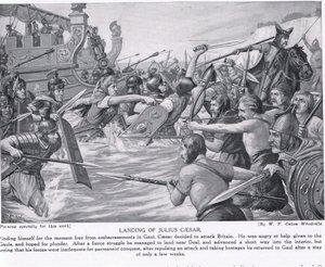 Desembarque de Júlio César, ilustração da &39;História das Nações de Hutchinson&39;, c.1910