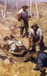 Capitão Grey e o seu grupo encontram água (cor litho) de W.R.S. (after) Stott