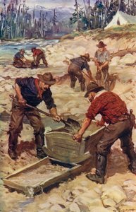 Lavagem a ouro nas margens do Frazer (cor litho) de W.R.S. (after) Stott