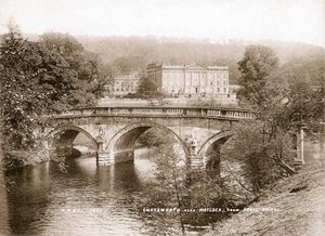 Chatsworth House e a ponte sobre o rio Derwent, Derbyshire, 1853 de WR and S