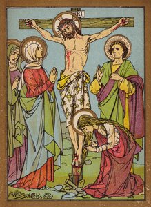 A Crucificação de Nosso Senhor (litografia a cores) de W.S. Stacey