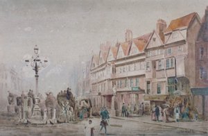 Vista leste ao longo do lado sul de Holborn e Stable Inn, Londres, 1860.           de W Allen