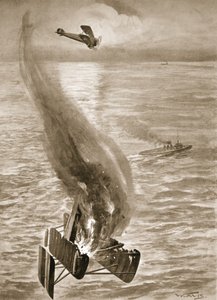 A destruição de um hidroavião alemão pelo sub-tenente-aviador Ince ao largo da costa belga de W. Avis