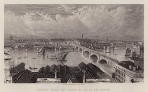 Londres da Torre de Saint Saviour (cor litho) de W. B. (after) Scott