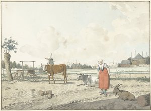 Paisagem com a esposa e o gado do agricultor de W. Barthautz