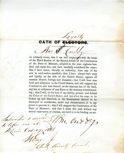 Juramento de lealdade de Wm. Cuddy do Missouri, Condado de St. Louis de W. Cuddy