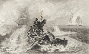 Batalha do Lago Erie (litho) de John Ward Dunsmore