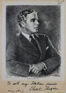 Retrato de Sir Charles Spencer Chaplin (1889-1977), ator e diretor inglês de John Ward Dunsmore
