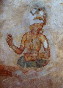 Sri Lanka, Fresco das meninas no complexo arqueológico de Sigiriya (Lista do Patrimônio Mundial da UNESCO de John Ward Dunsmore