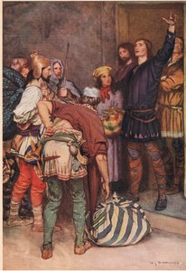 Hamlet dá as boas vindas aos jogadores que viajam para Elsinore, de &39;Hamlet&39;, de William Shakespeare, edição publicada por Hodder und Stoughton em 1915