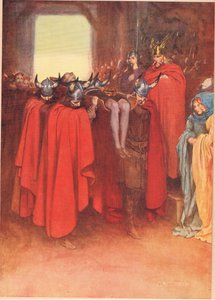 Horatio diz a seus homens para &39;suportar Hamlet como um soldado&39;, de &39;Hamlet&39;, de William Shakespeare, edição publicada por Hodder und Stoughton em 1915. de W. G. Simmonds