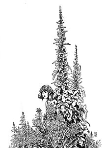 Gerda conheceu todas as flores no jardim, c1930 de William Heath Robinson