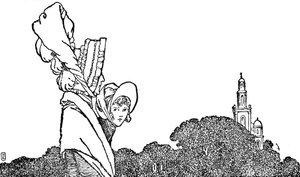 Karen e a velha senhora caminharam para a igreja, c1930 de William Heath Robinson