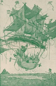 Um tipo bastante inicial de avião aquático que faz um voo experimental de Hampstead Ponds, c1918 1919 de William Heath Robinson