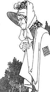 Ela usava um chapéu grande, com as mais belas flores, c1930 de William Heath Robinson