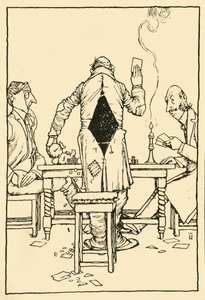 O cartão Wininng no ás de ouros, 1910. de William Heath Robinson