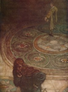 Viola: No entanto, uma briga barulhenta! Quem eu cortejo, eu mesmo seria sua esposa., 1923 de William Heath Robinson