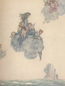 Com o resto de seus filhos do ar, subiu bem acima da nuvem rosada, c1930 de William Heath Robinson