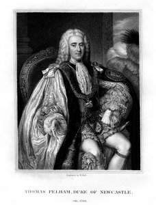 Thomas Pelham-Holles, 1º duque de Newcastle upon Tyne, estadista britânico do Whig, 1831. de W. Holl