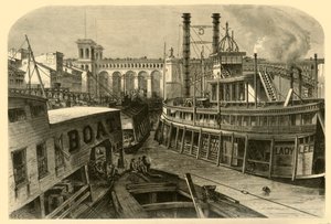 "The Levee at St. Louis", 1874.   de W. Roberts