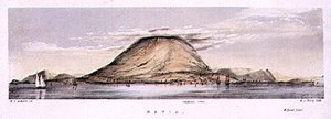 Vista de Charlestown na Ilha de Nevis, Índias Ocidentais, gravada por Henry C. Trery (fl.1849-54), c.1849 (litho colorido) de W. S. (after) Andrews