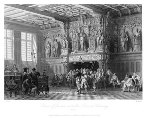 Palácio da Justiça, com fina chaminé esculpida, Bruges, 1840